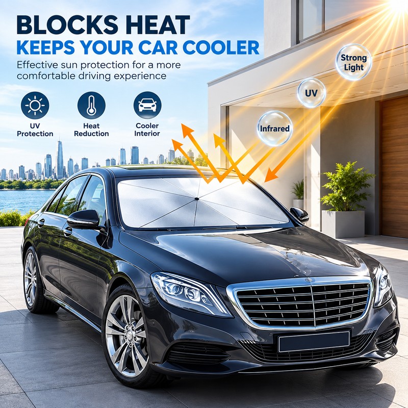 Premium Car Windshield Sun Shade Umbrella for Parked Cars –