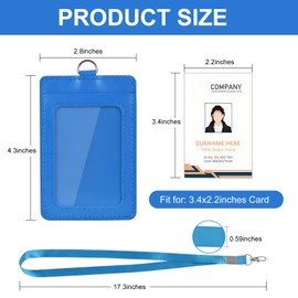 ID Badge Holder with Lanyard 12 Pack Vertical PU Leather Name Tags Badge ID Card Holders and 12 Pcs Neck Lanyard for Office Worker Employee Nurse Doctor Teacher Student