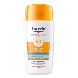 Eucerin Sun Hydro Fluid Protector Solar Fps50 Tono Medio Facial Hidratante Acido Hialuronico Proteccion Uva Uvb Antioxidante 50ml