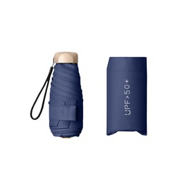 Compact Umbrella, Mini Umbrella, small umbrella for travel mini - UPF 50+ UV Protection & Waterproof, Windproof 6 Ribs Fiberglass, Pocket-Sized 6.3in Folded, Lightweight 7.5oz for Backpack Travel, travel essentials with Black Cooling Tech (Navy Blue)