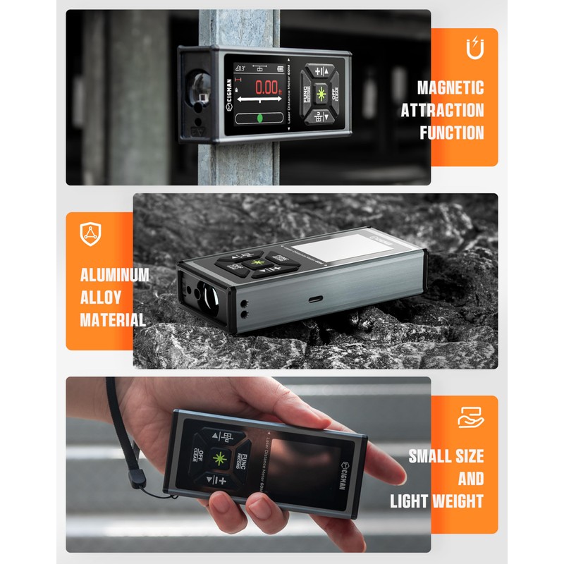 Laser Measurement Tool, CIGMAN 393ft/120M Bilateral Green Laser Distance Measuring