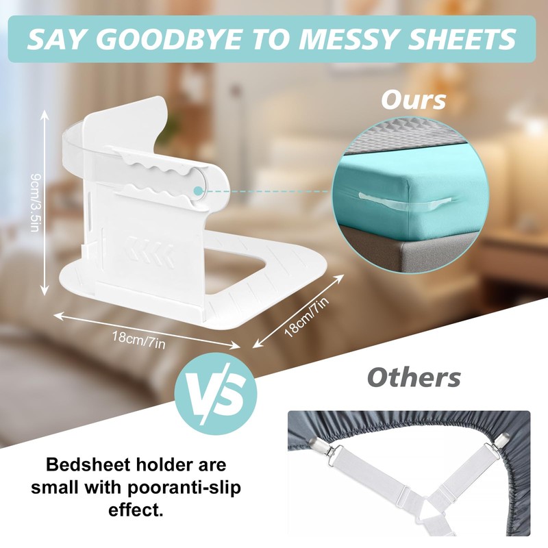 AABDTYYD Bed Sheet Straps - Pack of 4, Strong Mattress
