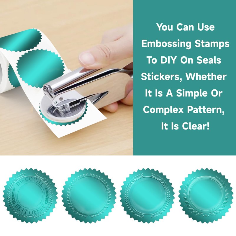 300 Pcs Embossing Stickers - 2'' Green Stickers for Envelopes