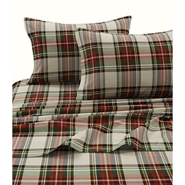 Tribeca Living CHAR170SHEETCK Charleston Plaid Flannel Deep Pocket Sheet Set, Cal King