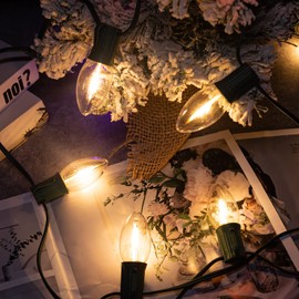 Vintage C9 Christmas Lights Outdoor, 25 Feet 25 LED C9 Christmas Decorations, Connectable Waterproof String Lights for Holiday Party Roofline Backyard Garden Patio, E17 Base, Warm White