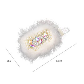 Car Key Case, Crystal Rhinestone Glitter Diamond Car Key Protection Case Plush Car Key Ring Bag Key Case Car Remote Control Key Case for Women