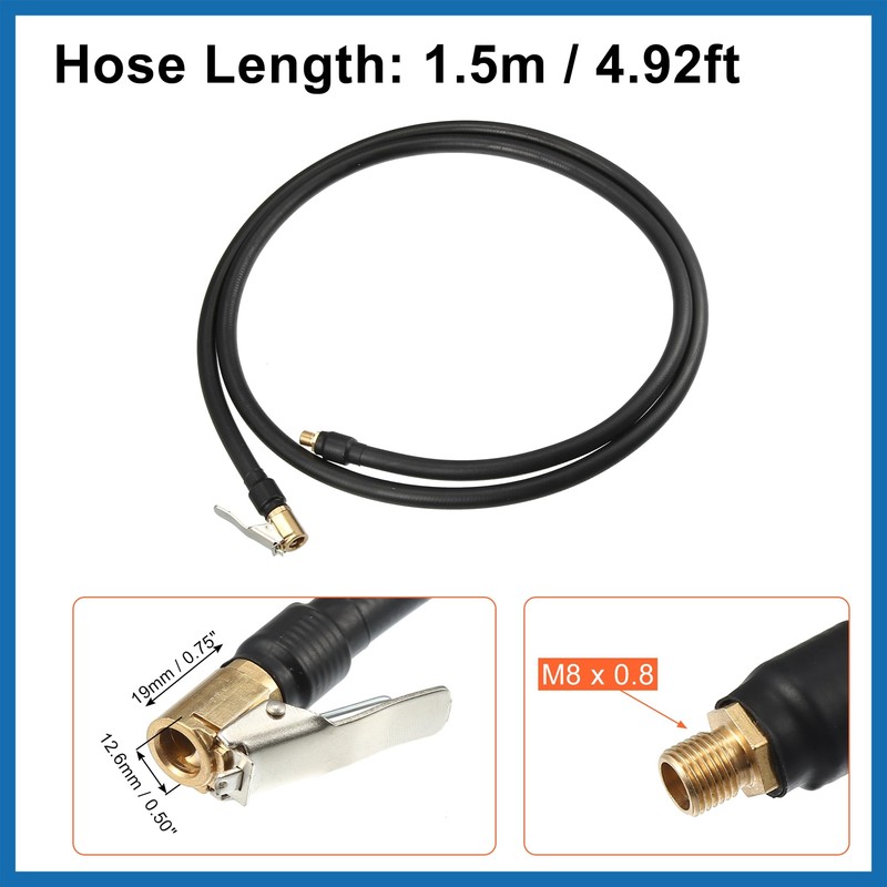 A ABSOPRO 1.5m Car Tire Inflator Extension Hose Chuck Adapter