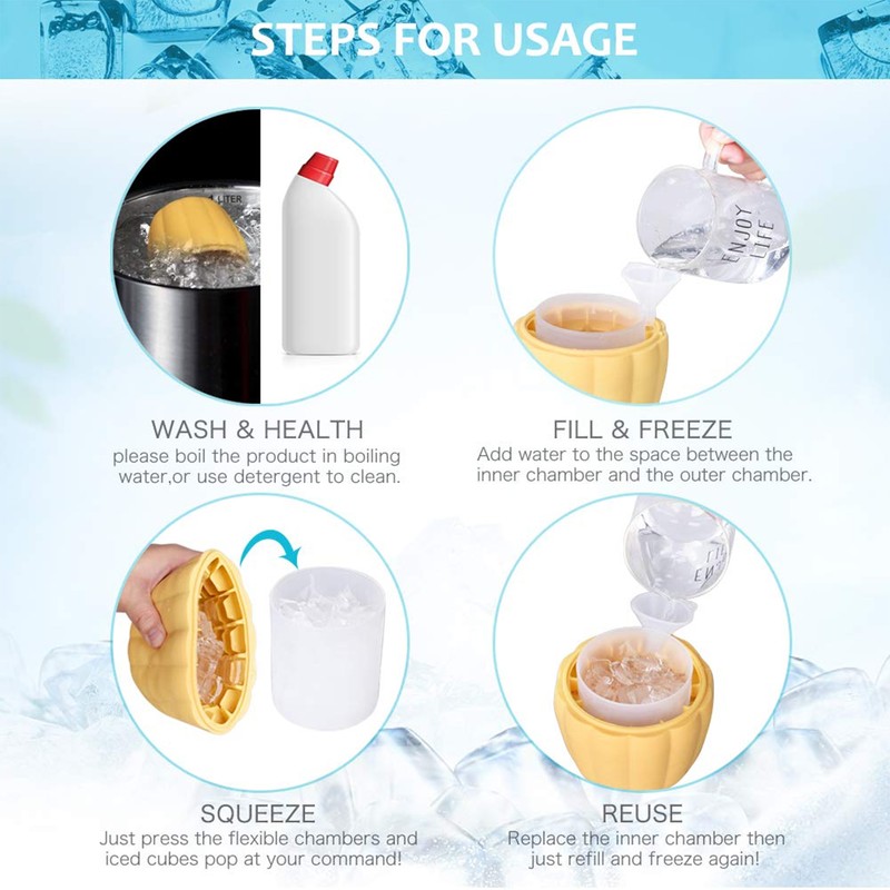 Ice Cube Maker Pumpkin Appearance Easy Operation Space Saving BPA