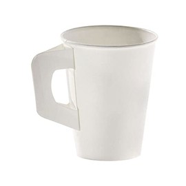 VEPATIM 80 Coffee Cups with Handles White Cardboard Coated 180 ml