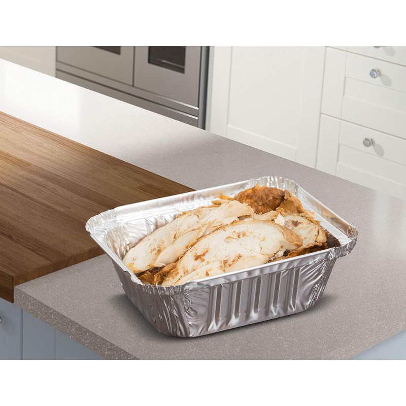 50 Small Aluminum Foil Trays Containers with Paper Lids 500ml