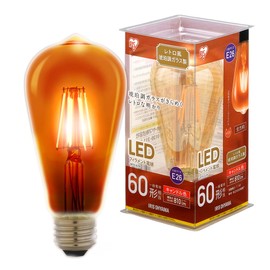 【節電対策】 アイリスオーヤマ LED電球 フィラメント 口金直径26mm 60W形相当 キャンドル色 全配光タイプ ST形 レトロ風琥珀調ガラス製 LDF7C-G-FK