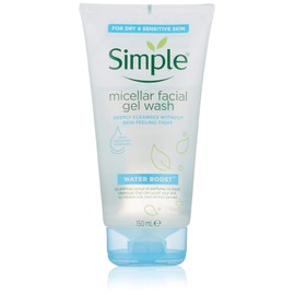 Simple Facial Gel Wash Cleanser, Water Boost Micellar For Dry Or Sensitive Skin, 5 Ounce (Pack Of 6)