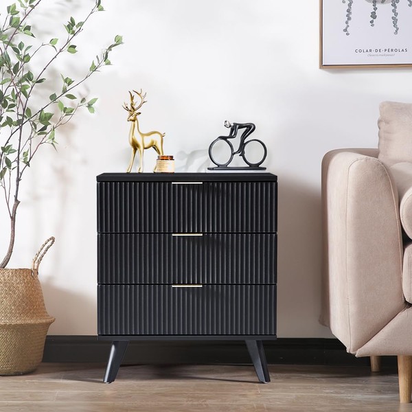affeivul Mid-Century Modern 3 Drawer Dresser, 3 Drawer Dresser for