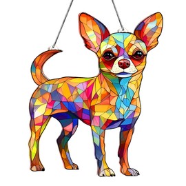 Colorful Chihuahua Acrylic Suncatcher Ornament for Window Decor, Chihuahua Gifts, Acrylic Suncatcher Window Hanging Decor, Dog Lovers Gifts for Women, Dog Christmas Ornaments for Tree Hanging