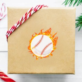 Baseball Stickers Self-Adhesive Sports Ball Sticker Flame Baseball Theme Party Decor Envelope Gift Bag Seal for Sports Party Supplies, Baseball Team Gift, Birthday Parties 5"
