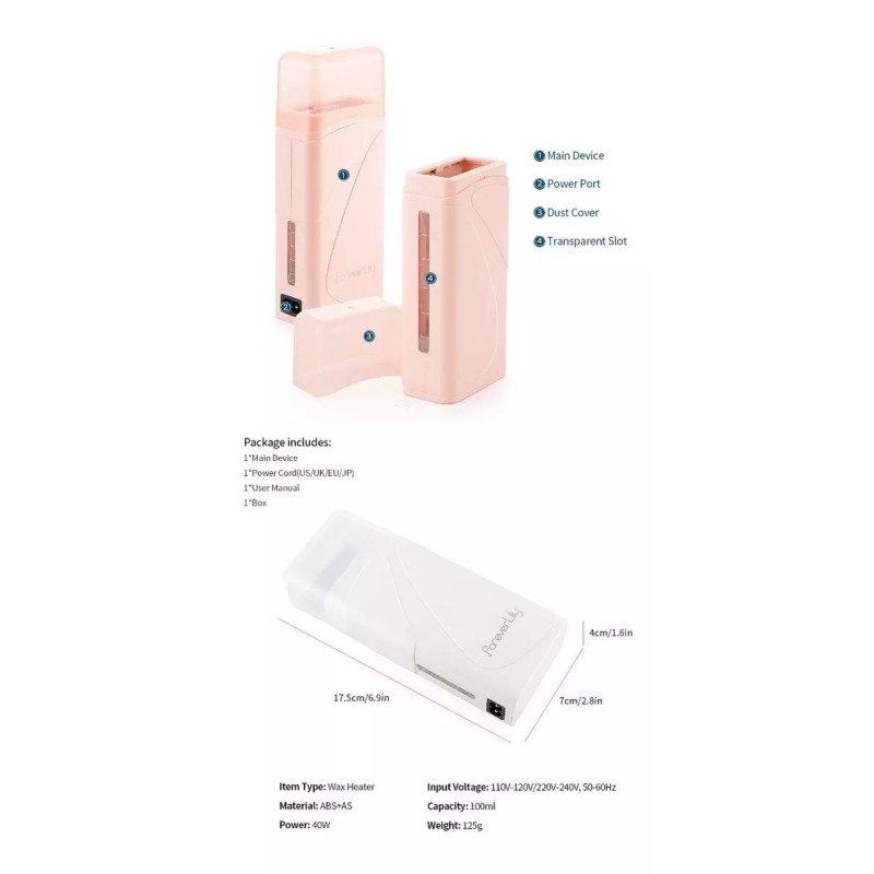 ForeverLily Máquina Fundidora De Cera Roll On Para Depilar Depilación