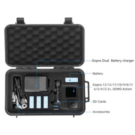 Smatree Waterproof Hard Compact Case Compatible for Gopro Hero 13/12/11/10/9/8/7/6/5/2018/AKASO Brave 7 LE/DJI Osmo Action, Portable, Shock, Durable(Camera and Accessories NOT Included)(Black)