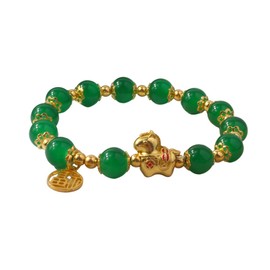 QRH Chinese New Year of The Horse Natural Stone Bracelets Horse Stone Stretch Beads Bracelet Zodiac Horses Natural Stone Bracelets Horses Good Luck Amulet Blessing New Year Bracelet Gifts- Jade
