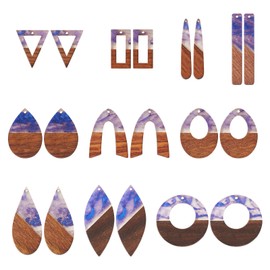 Beadthoven 20Pcs Resin Wood Charms DIY Earrings Pendants Slate Gray 10 Styles Teardrop Triangle Dangle Charms Bohemian Wood Pendants for DIY Statement Women Necklace Jewelry Making Supplies