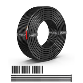 NAOEVO 16 Gauge Wire 2 Conductor Electrical Wire, 16 AWG Stranded PVC Cord, 12V Low Voltage/Tinned Copper/Flexible Cable for Automotive Wiring, Lamp Cord, Marine Cable (30FT)
