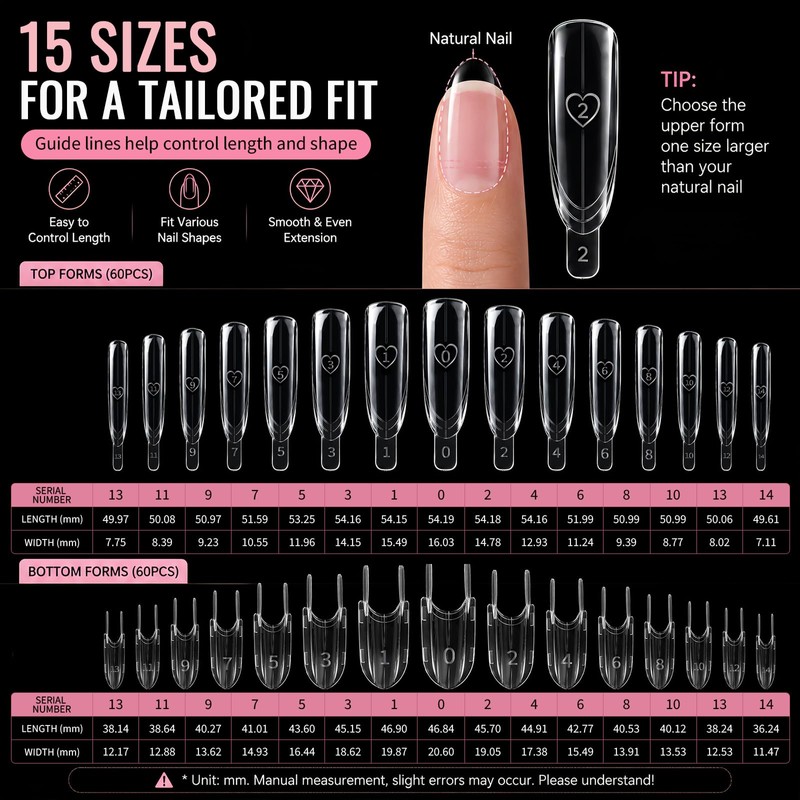 Sandwich Dual Nail form, Nail Tips for Gel Extensions Clear