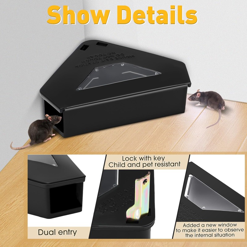 Qualirey 12 Pcs Upgraded Mouse Bait Station with Key &