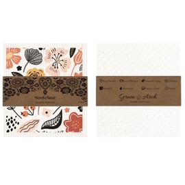 NordicNeat - Eco-Friendly Swedish Dishcloth. Reusable, Ultra-Absorbent Cellulose Cotton Sponge Cloth | Sustainable & Biodegradable Cleaning for Kitchen & Home – Custom Nordic Design (Eclectic)