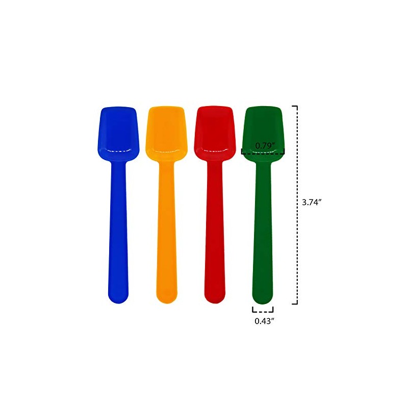 Party Essentials Plastic Disposable Gelato/Taster Spoons, 50-Count, Red/Yellow/Blue/Green (N525062)