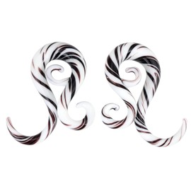 YOFANST Glass Clear Swirl Spiral Taper Plugs with Black Stripe Handmade Ear Hanger Taper Earrings 00g