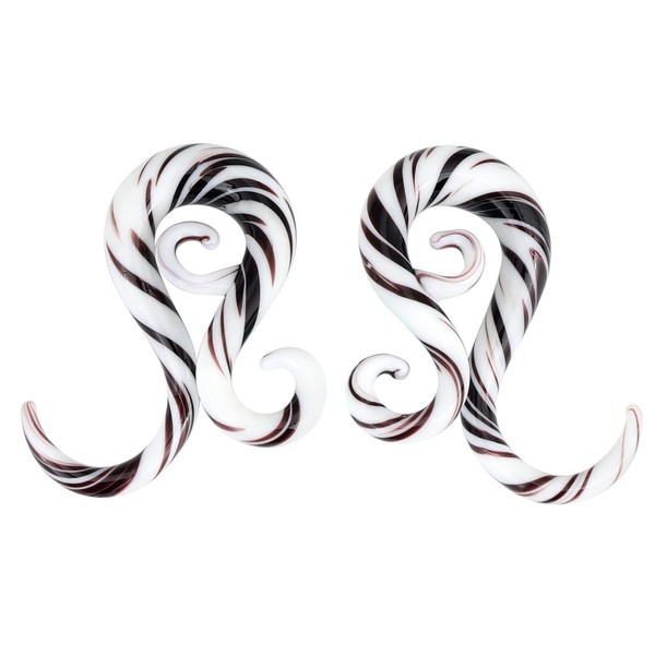 YOFANST Glass Clear Swirl Spiral Taper Plugs with Black Stripe
