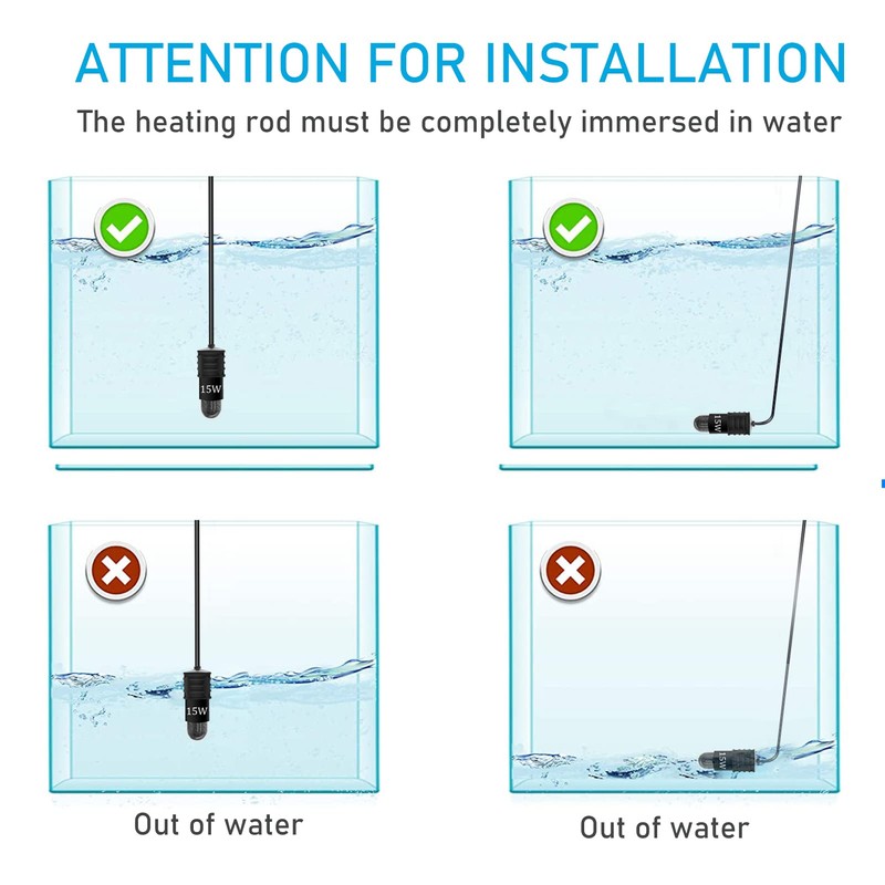 YukiHalu Super Mini Aquarium Heater, 10W 20W 30W Adjustable Fish