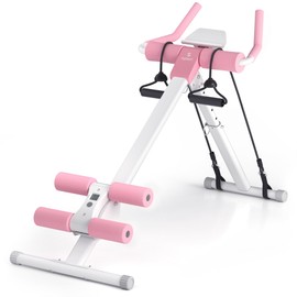 HOME Gym Systems Ab Machine, Ab Workout Equipment, Adjustable Ab Trainer Machine for Abs Workout at Home Gym, Foldable, Knee Protection, Abdominal Trainer for Stomach(Pink)