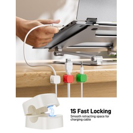 gliship 6-Pack Magnetic Cable Clips - Cell Phone Cord Holder for Nightstand, Mini Cube Cord Holder with 6 Extra Strong Adhesive Pads, USB Cable Magnetic Clip for Office Desk Phone Car Wall Home