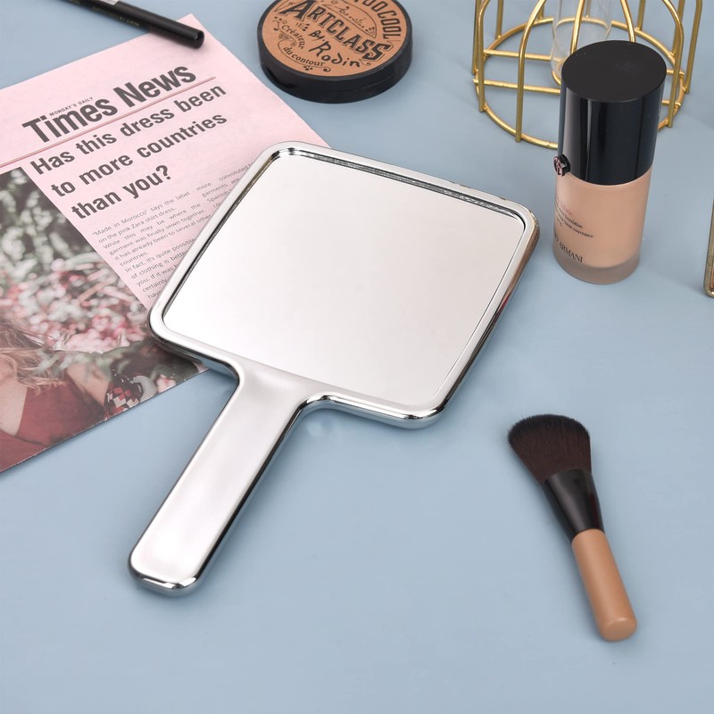 YCHMIR Hand Held Mirror Electroplate Mirror Sliver, Square 6.7 x