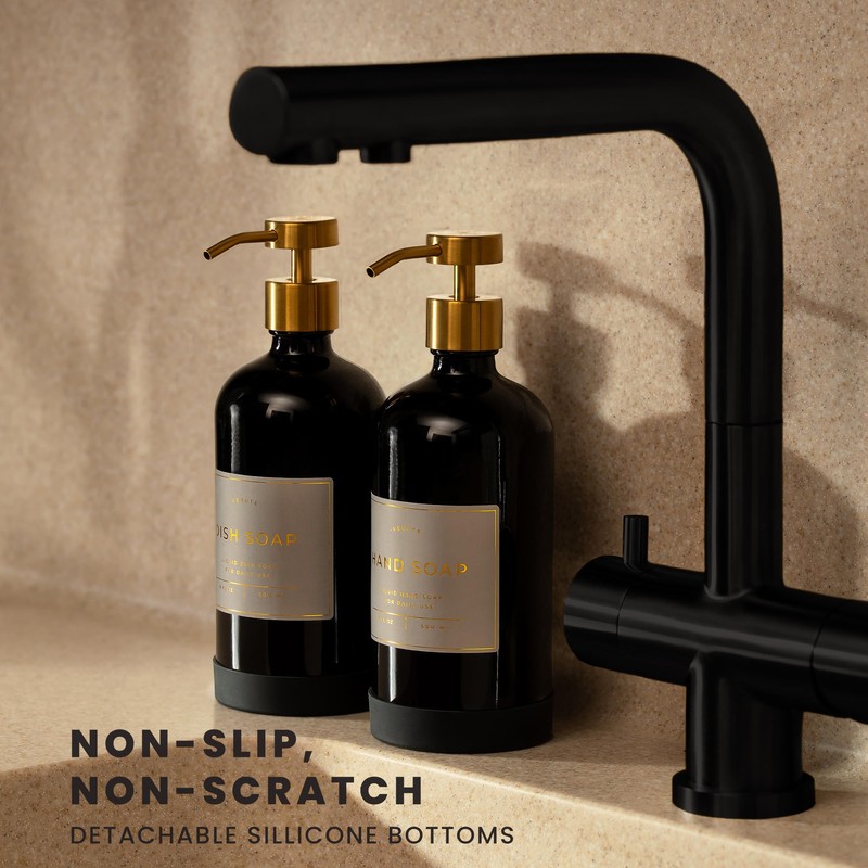 Verute 16oz Glass Soap Dispenser with Stainless Steel Pump, 21