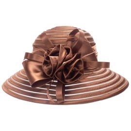 Womens Satin Church Wedding Wedding Occasion Sun Hat A214 (Brown)