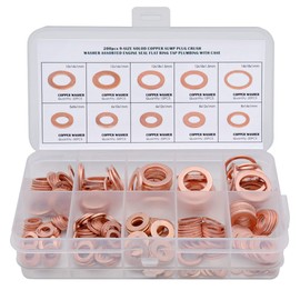 Famgee 200 Pcs Copper Washers Engine Seal Flat Ring Gasket Fastener Metric Sealing Washer Assortment Set - 9 Sizes