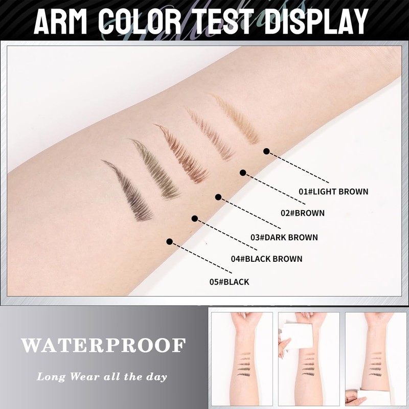 2-Tip Eyebrow Pen, Eyebrow Pencil Dual-Ended Microblading Eyebrow Pen with