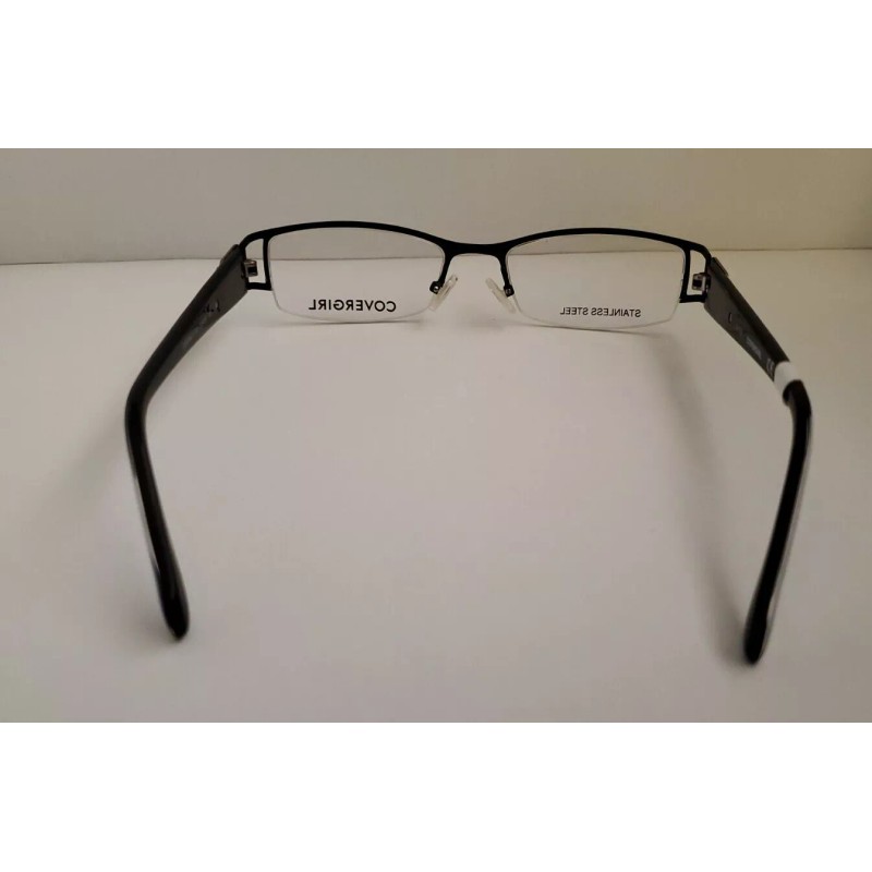 COVERGIRL Womens Covergirl Eyeglasses CG0394-01 Black White Rectangle Half Rim