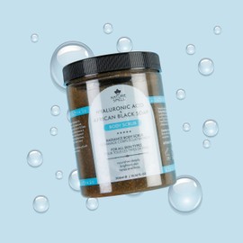 Nature Spell African Black Soap & Hyaluronic Acid Body Scrub 300 ml - Exfoliating and Detoxifying - Removes Dead Skin Cells - Enriched with Charcoal - 100% Vegan - Made in the UK
