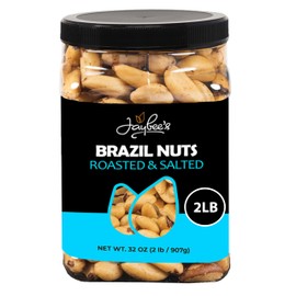 Jaybee's Roasted Salted Brazil Nuts - (32 oz) Great for Daily Use, Baking, Cooking and Gift Giving - Reusable Container - Kosher - Vegan, Paleo, Keto Friendly Healthy Snack
