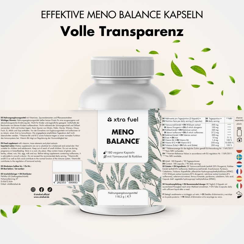 Wechseljahre Kapseln 180 Stück - Meno Balance - Natürliche Formel
