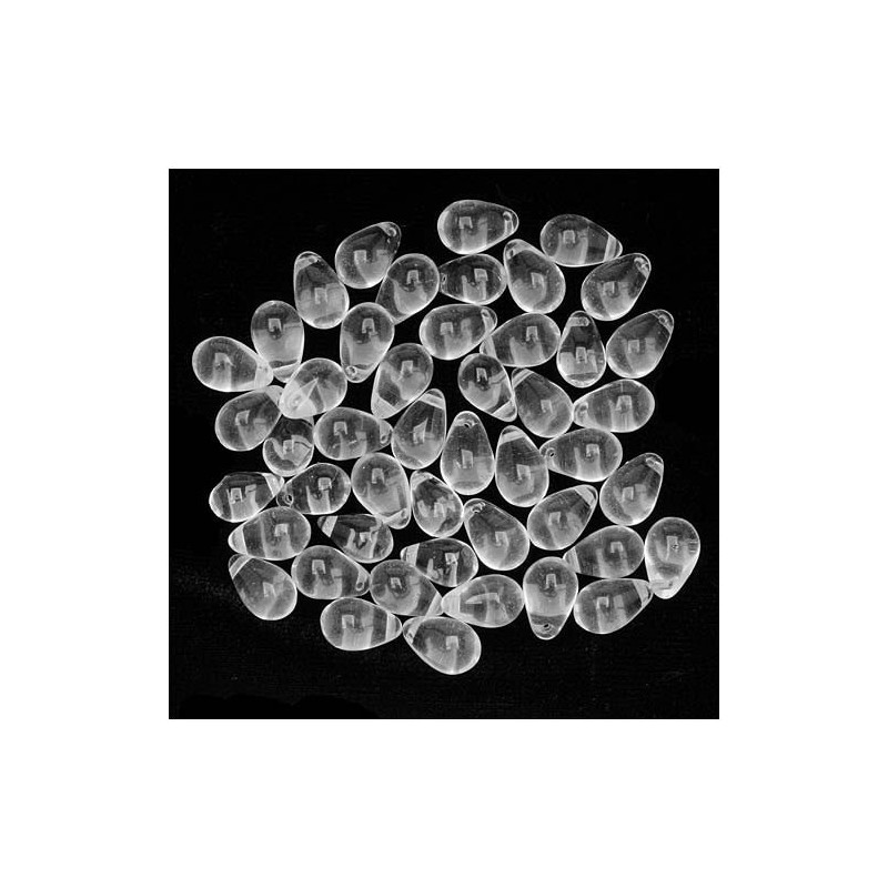 Czech Glass Beads 9mm Teardrops Crystal Clear (50)