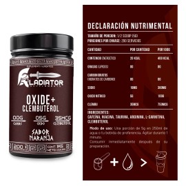 Óxido Nítrico + Clembuterol Gladiator 1 Kg Pre-entreno