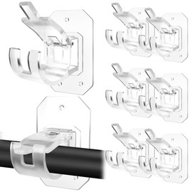 8PCS Upgraded No Drill Curtain Rod Brackets No Drilling Curtain Rod Holders Self Adhesive Curtain Rod Hooks Nail Free Adjustable Curtain Hangers Suitable for Poles of 0.78~1.57 Inch(Transparent)