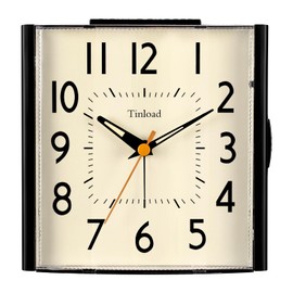 4.7" Vintage Retro Analog Alarm Clock, Super Silent Non Ticking Clock with Night Light, Snooze, Battery Operated, Simply Design, for Living Room, Bedroom, Bedside, Desk, Gift Clock