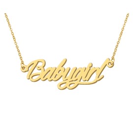18k Gold Plated Babygirl Name Necklace Initial Word Necklace Stainless Steel Jewelry for Birthday Graduation