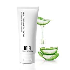 INIA Conductive Microcurrent Gel for Face, Neck & Body Devices | Microcurrent Gel with Hyaluronic Acid, Anti-Aging & Skin Tightening for Women and Men, Fast-Absorbing, 10.56 Fl Oz