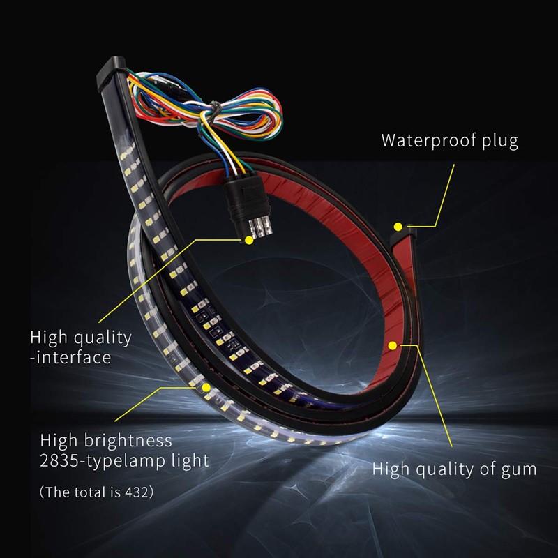 LED Triple 60 inchs Red Brake White Reverse Amber Turn