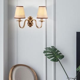 Aiwen Vintage Modern Wall Sconce Wall Lamp Wall Light Solid Brass Fitting Fixture 2 Lights